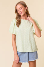 Load image into Gallery viewer, Doe &amp; Rae Textured Top with Back Tie in Light Sage
