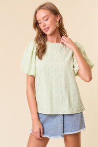 Doe & Rae Textured Top with Back Tie in Light Sage