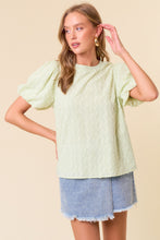 Load image into Gallery viewer, Doe &amp; Rae Textured Top with Back Tie in Light Sage
