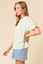 Load image into Gallery viewer, Doe &amp; Rae Textured Top with Back Tie in Light Sage
