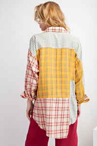 Easel Mix n Match Plaid Top in Mustard Shirts & Tops Easel   