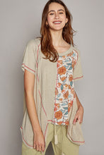 Load image into Gallery viewer, POL Oversized Knit and Floral Top in Pure Sage Shirts &amp; Tops POL Clothing   
