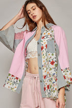 Load image into Gallery viewer, POL Oversized Mixed Print Top with Raglan Sleeves in Pink/Red Shirts &amp; Tops POL Clothing   
