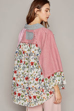 Load image into Gallery viewer, POL Oversized Mixed Print Top with Raglan Sleeves in Pink/Red Shirts &amp; Tops POL Clothing   
