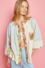 Load image into Gallery viewer, POL Oversized Mixed Print Top with Raglan Sleeves in Denim/Natural Shirts &amp; Tops POL Clothing   
