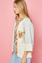 Load image into Gallery viewer, POL Oversized Mixed Print Top with Raglan Sleeves in Denim/Natural Shirts &amp; Tops POL Clothing   
