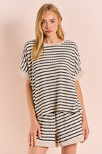 Load image into Gallery viewer, Hailey &amp; Co Textured Contrasting Color Striped Top in Black
