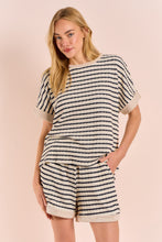 Load image into Gallery viewer, Hailey &amp; Co Textured Contrasting Color Striped Top in Black
