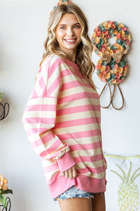 First Love OVERSIZED Striped Top in Pink