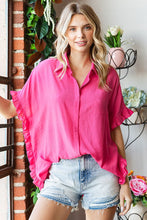 Load image into Gallery viewer, First Love Solid Color Crinkle Texture Top in Hot Pink Shirts &amp; Tops First Love   
