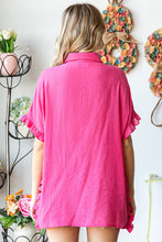 Load image into Gallery viewer, First Love Solid Color Crinkle Texture Top in Hot Pink Shirts &amp; Tops First Love   
