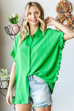 Load image into Gallery viewer, First Love Solid Color Crinkle Texture Top in Green Shirts &amp; Tops First Love   
