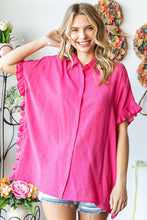 Load image into Gallery viewer, First Love Solid Color Crinkle Texture Top in Hot Pink Shirts &amp; Tops First Love   
