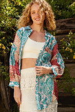 Load image into Gallery viewer, POL OVERSIZED Woven Floral Print Top in Teal Multi
