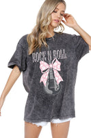 Rock N Roll "Puff Bow" Graphic Tee in Black ON ORDER Graphic Tees Zutter   