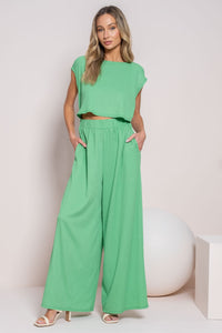 Hailey & Co Textured Open Front Jumpsuit in Kelly Green