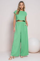 Hailey & Co Textured Open Front Jumpsuit in Kelly Green FINAL SALE