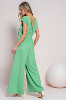 Hailey & Co Textured Open Front Jumpsuit in Kelly Green FINAL SALE