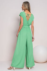 Hailey & Co Textured Open Front Jumpsuit in Kelly Green