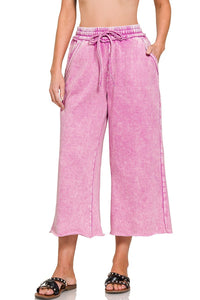 Acid Washed Palazzo Pants in Mauve