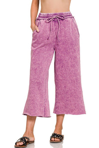 Acid Washed Palazzo Pants in Light Plum