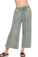 Acid Washed Palazzo Pants in Ash Jade