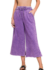 Acid Washed Palazzo Pants in Violet