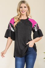 Load image into Gallery viewer, Celeste Color Block Flowy Top in Black
