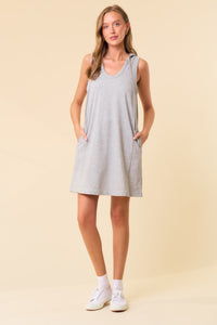 Doe and Rae Sleeveless Hooded Dress in Heather Grey