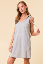 Load image into Gallery viewer, Doe and Rae Sleeveless Hooded Dress in Heather Grey
