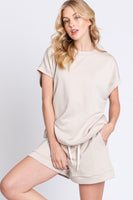 Sewn+Seen Solid Color Top and Shorts Set in Ecru Set Sewn+Seen   