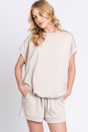 Sewn+Seen Solid Color Top and Shorts Set in Ecru Set Sewn+Seen   
