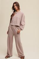 Listicle Solid Color Knit Loungewear Set in Mauve