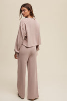 Listicle Solid Color Knit Loungewear Set in Mauve