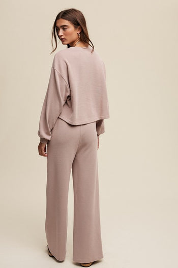 Listicle Solid Color Knit Loungewear Set in Mauve