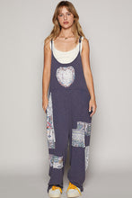 Load image into Gallery viewer, POL Ribbed Knit Jumpsuit with Heart Patches in Ink Navy
