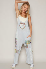 Load image into Gallery viewer, POL Ribbed Knit Jumpsuit with Heart Patches in Powder Blue
