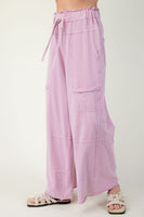 Easel Mineral Washed Terry Knit Pants in Prizm Pink