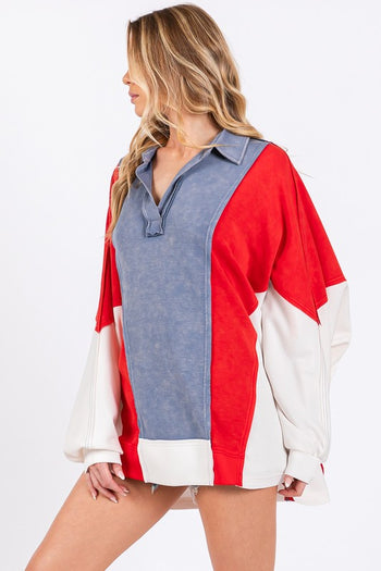 Sewn+Seen Americana Color Block Top in Red/Blue/White Shirts & Tops Sewn+Seen   