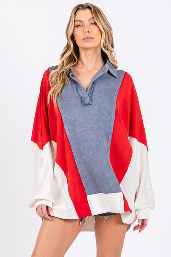 Sewn+Seen Americana Color Block Top in Red/Blue/White Shirts & Tops Sewn+Seen   