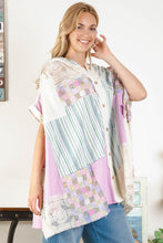 Load image into Gallery viewer, BlueVelvet Mixed Fabric Hooded Poncho Top in Lavender Combo ON ORDER Shirts &amp; Tops BlueVelvet   
