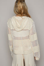 Load image into Gallery viewer, POL Open Knit Crochet and Textured Woven Hooded Jacket in Oatmeal
