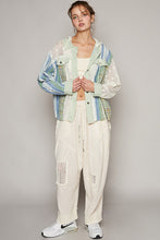 Load image into Gallery viewer, POL Mixed Material Hooded Top in Light Green Multi Shirts &amp; Tops POL   
