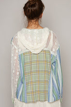 Load image into Gallery viewer, POL Mixed Material Hooded Top in Light Green Multi Shirts &amp; Tops POL   
