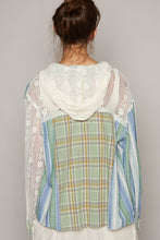 Load image into Gallery viewer, POL Mixed Material Hooded Top in Light Green Multi ON ORDER Shirts &amp; Tops POL   
