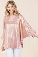 Jodifl OVERSIZED Metallic Dolman Top in Pink