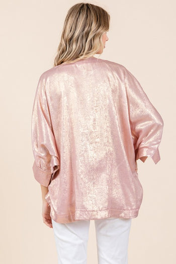 Jodifl OVERSIZED Metallic Dolman Top in Pink