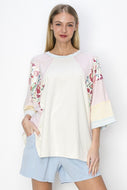 J. Her Color Block Raglan Top in Light Pink Shirts & Tops J.Her   