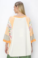 J. Her Color Block Raglan Top in Orange Shirts & Tops J.Her   