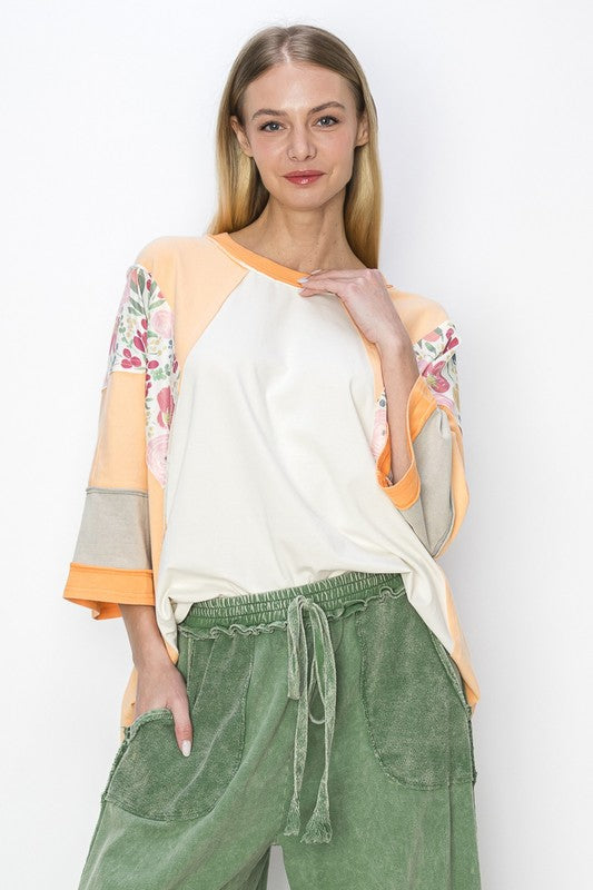 J. Her Color Block Raglan Top in Orange – June Adel